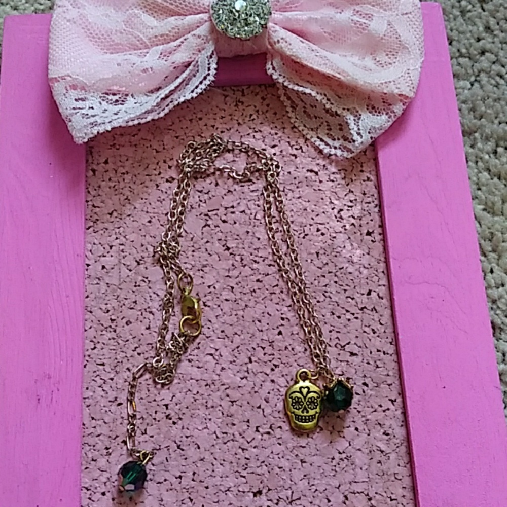 Handmade skull charm necklace